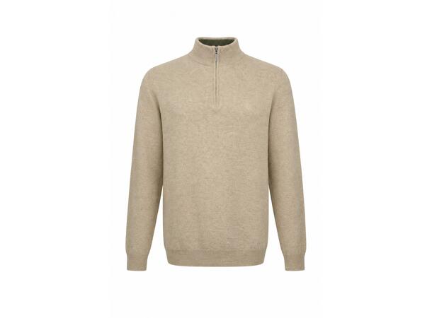 YTT07738 Sand L Men's Half Zip Cashmere Sweater