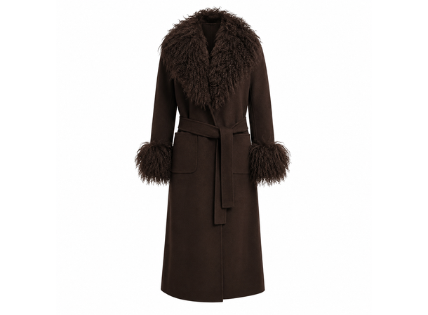 26AW00888 DT Dark Brown S/M Ladie's Wool Coat