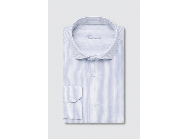 26VA120 Navy Stripe M Men's Long Sleeve Slim Fit Shirt