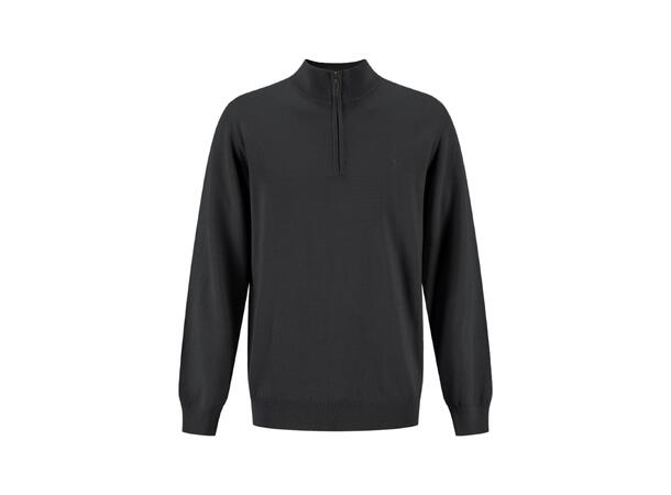 YTT07308 VN Zip Charcoal L Men's Merino Wool Sweater