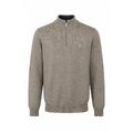 YTT07738 Brown S Men's Half Zip Cashmere Sweater