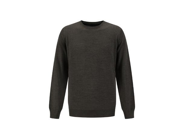 YTT07307 VN R-Neck Brown L Men's Merino Wool Sweater
