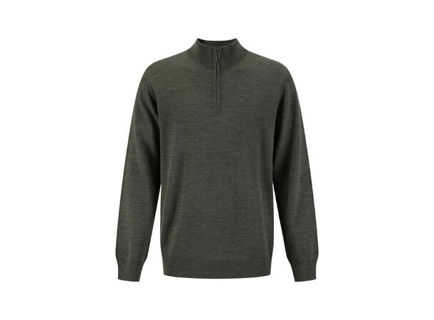 YTT07308 VN Zip Olive L Men's Merino Wool Sweater