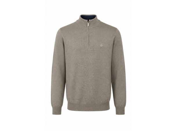 YTT07738 Brown L Men's Half Zip Cashmere Sweater