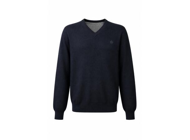 YTT07739 Navy L Men's Cashmere V-Neck Sweater
