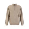 YTT07308 VN Zip Sand S Men's Merino Wool Sweater