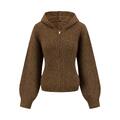 YTT07084 VN Camel S/M Ladie's Alpace Hooded Sweater