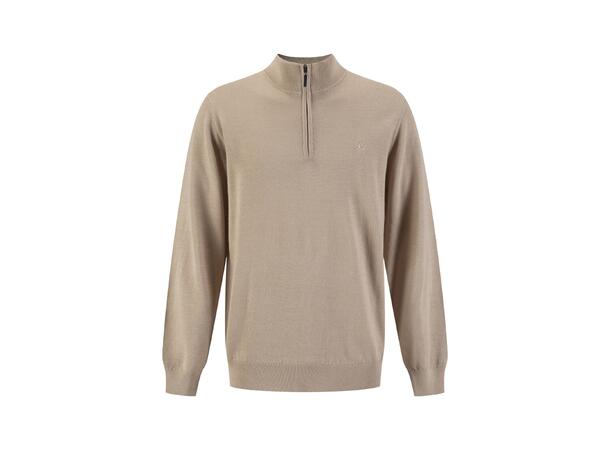 YTT07308 VN Zip Sand L Men's Merino Wool Sweater
