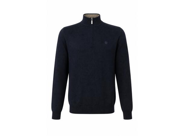 YTT07738 Navy L Men's Half Zip Cashmere Sweater