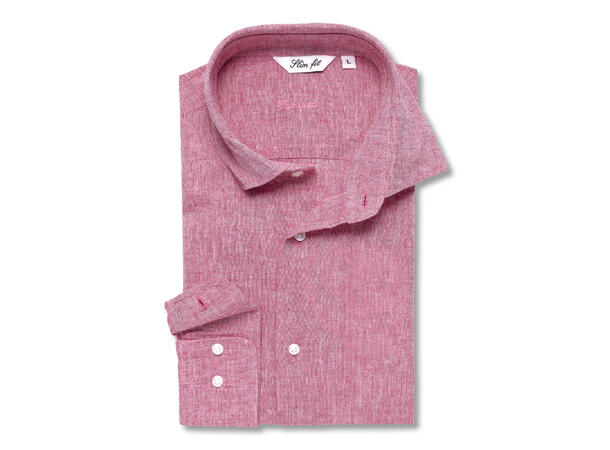1122-L Slim Red M Long Sleeve LINEN